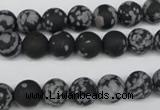 CRO130 15.5 inches 8mm round snowflake obsidian beads wholesale