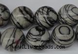 CRO408 15.5 inches 14mm round black water jasper beads wholesale