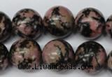 CRO452 15.5 inches 16mm round rhodonite gemstone beads wholesale