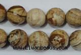 CRO765 15.5 inches 14mm faceted round picture jasper beads wholesale