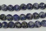 CRO772 15.5 inches 8mm faceted round blue spot stone beads wholesale