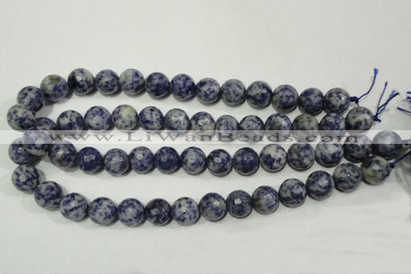 CRO776 15.5 inches 16mm faceted round blue spot stone beads wholesale