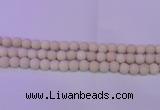 CRO790 15.5 inches 4mm round matte rice white fossil beads