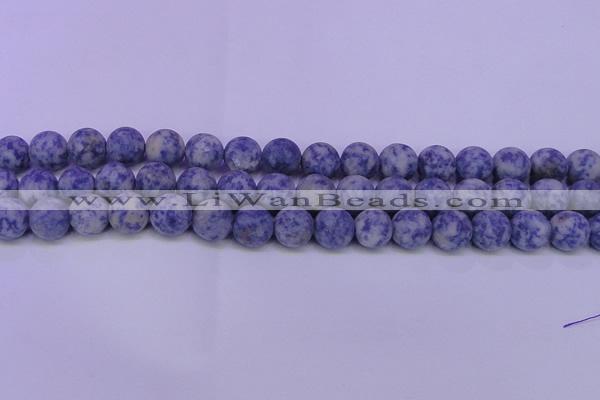 CRO851 15.5 inches 6mm round matte blue spot beads