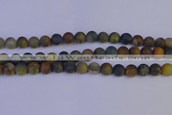 CRO915 15.5 inches 14mm round matte golden pietersite beads