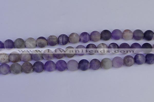 CRO925 15.5 inches 14mm round matte dogtooth amethyst beads