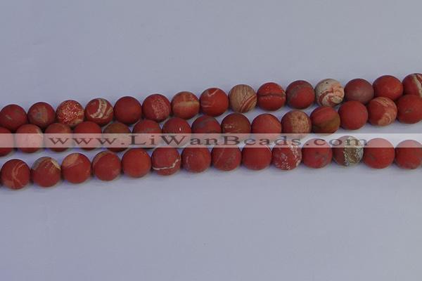 CRO934 15.5 inches 12mm round matte red jasper beads wholesale