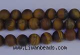 CRO960 15.5 inches 4mm round matte yellow tiger eye beads wholesale