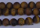 CRO962 15.5 inches 8mm round matte yellow tiger eye beads wholesale