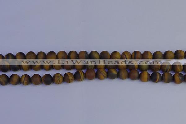 CRO963 15.5 inches 10mm round matte yellow tiger eye beads wholesale