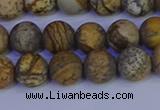 CRO972 15.5 inches 8mm round matte picture jasper beads wholesale