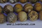 CRO973 15.5 inches 10mm round matte picture jasper beads wholesale