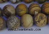 CRO974 15.5 inches 12mm round matte picture jasper beads wholesale