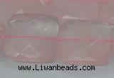 CRQ102 15.5 inches 25*25mm faceted square natural rose quartz beads