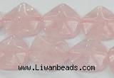 CRQ104 15.5 inches 20*20mm lotus shaped natural rose quartz beads