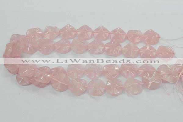 CRQ104 15.5 inches 20*20mm lotus shaped natural rose quartz beads