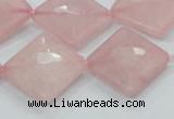 CRQ107 15.5 inches 20*20mm faceted diamond natural rose quartz beads