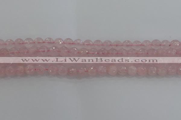 CRQ130 15.5 inches 8mm faceted round natural rose quartz beads