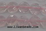 CRQ137 15.5 inches 10mm faceted coin natural rose quartz beads