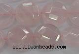 CRQ139 15.5 inches 15mm faceted coin natural rose quartz beads