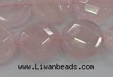 CRQ140 15.5 inches 18mm faceted coin natural rose quartz beads