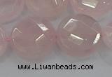 CRQ141 15.5 inches 20mm faceted coin natural rose quartz beads