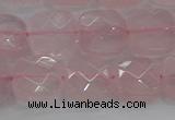 CRQ155 15.5 inches 12mm faceted square natural rose quartz beads