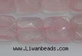 CRQ156 15.5 inches 15mm faceted square natural rose quartz beads