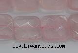 CRQ157 15.5 inches 18mm faceted square natural rose quartz beads