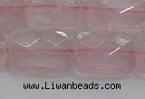 CRQ167 15.5 inches 15*20mm faceted rectangle natural rose quartz beads