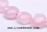 CRQ18 8*14mm flat round natural rose quartz beads wholesale