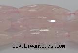 CRQ195 15.5 inches 10*30mm faceted rice natural rose quartz beads