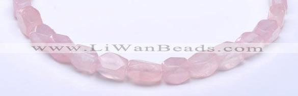 CRQ20 faceted brick shape natural rose quartz beads Wholesale