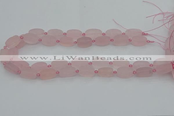 CRQ233 15.5 inches 11*18mm oval rose quartz beads wholesale