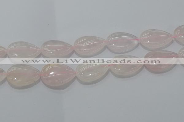 CRQ242 15.5 inches 22*30mm flat teardrop rose quartz beads