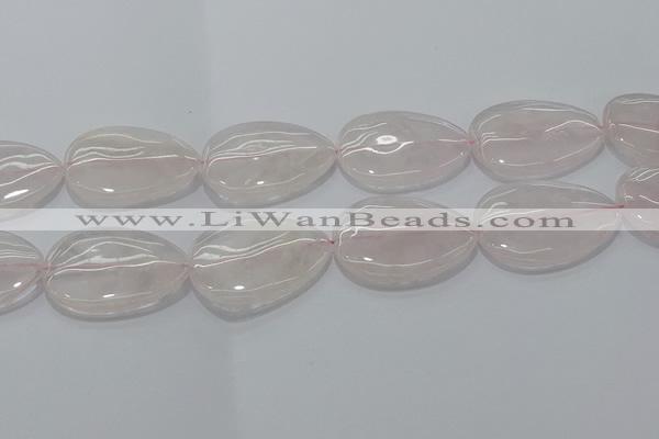 CRQ243 15.5 inches 30*40mm flat teardrop rose quartz beads