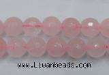 CRQ264 15.5 inches 10mm faceted round rose quartz beads