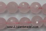 CRQ268 15.5 inches 14mm faceted round rose quartz beads