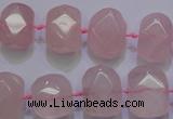 CRQ274 10*13mm – 15*17mm faceted nuggets rose quartz beads