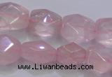 CRQ275 12*15mm – 15*19mm faceted nuggets rose quartz beads