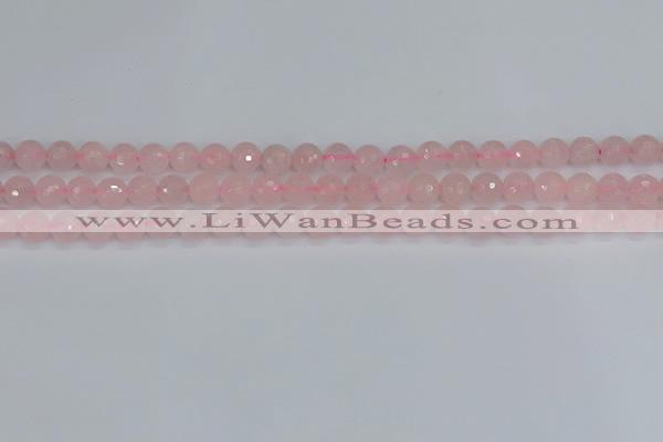 CRQ289 15.5 inches 6mm faceted round rose quartz gemstone beads