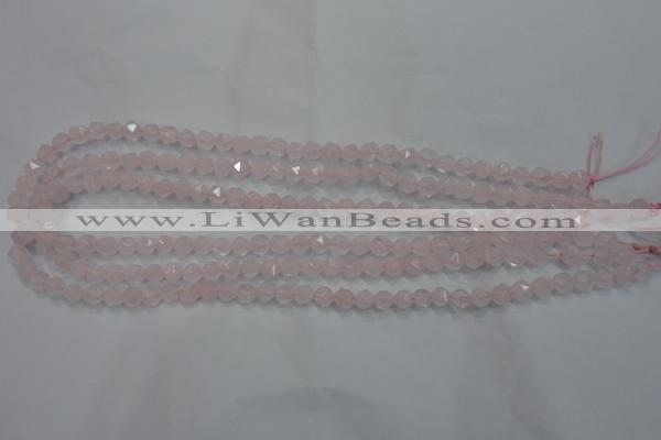 CRQ300 15 inches 6mm faceted nuggets rose quartz beads