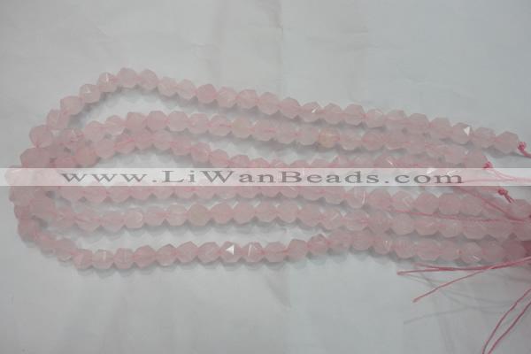 CRQ301 15 inches 8mm faceted nuggets rose quartz beads