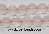 CRQ32 15.5 inches faceted round 12mm natural rose quartz beads