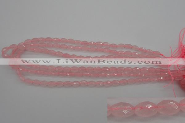 CRQ350 15.5 inches 6*9mm faceted rice rose quartz beads