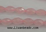 CRQ351 15.5 inches 8*12mm faceted rice rose quartz beads