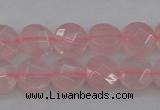 CRQ360 15.5 inches 8mm faceted coin rose quartz beads wholesale