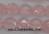 CRQ362 15.5 inches 15mm faceted coin rose quartz beads wholesale