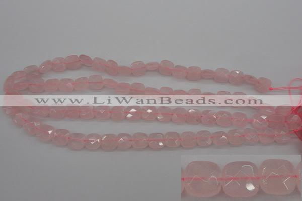 CRQ366 15.5 inches 10*10mm faceted square rose quartz beads