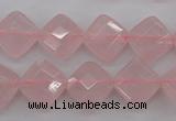 CRQ370 15.5 inches 12*12mm faceted diamond rose quartz beads